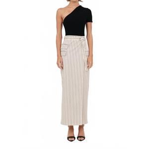 NEW NONCHALANT LABEL ula maxi skirt in white/black stripe